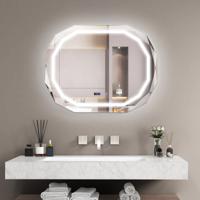 HD LED Elliptische Anticondens Spiegel Onbreekbare Wandspiegel met 3 Kleuren Geheugenfunctie Ontwasemingsfunctie - thumbnail