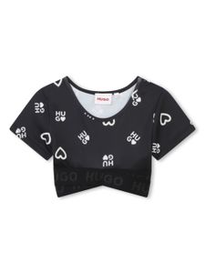 HUGO KIDS soutien-gorge à imprimé monogrammé - Noir