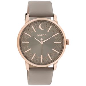 OOZOO C11041 Horloge Timepieces staal-leder rosekleurig-taupe 40 mm