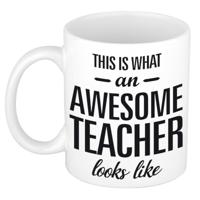 This is what an awesome teacher looks like - tekst cadeau koffie mok / beker - 300 ml -
