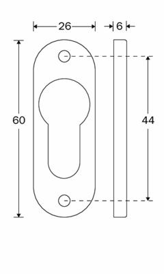 Cilinderrozet Ovaal 60x26mm MMC Cilinderrozet Ovaal 60x26mm MMC
