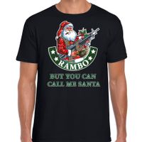 Fout Kerstshirt / outfit Rambo but you can call me Santa zwart voor heren - thumbnail