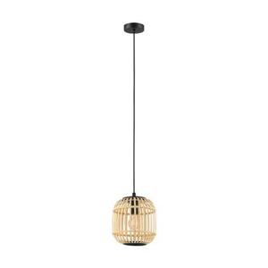 EGLO Bordesley Hanglamp - 1 lichts - Ø21cm. - E27 - Zwart|bamboo