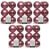 30x Oud roze kerstballen 8 cm kunststof mat/glans - thumbnail