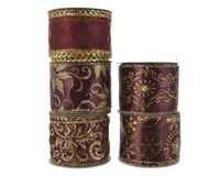 3 stuks! Lint polyester draad l270 cm en b6.3 cm ossenbloed - Decoris