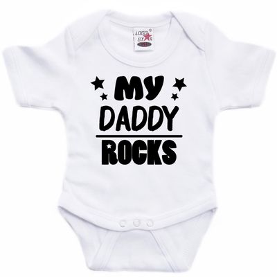 Rompertje - my daddy rocks - wit - kraam/vaderdag cadeau Rompertje - my daddy rocks - wit - kraam/vaderdag cadeau