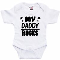 Rompertje - my daddy rocks - wit - kraam/vaderdag cadeau - thumbnail