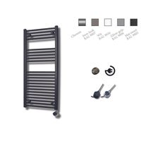 Sanicare Elektrische Design Radiator - 111.8 x 60 cm - 730 Watt - thermostaat zwart rechtsonder - zwart mat HRAEZ601118/A