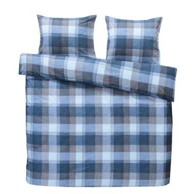 Comfort dekbedovertrek Jona ruiten - blauw/antraciet - 200x200/220 cm