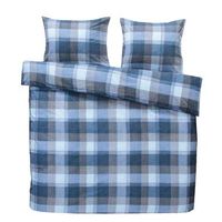 Comfort dekbedovertrek Jona ruiten - blauw/antraciet - 200x200/220 cm