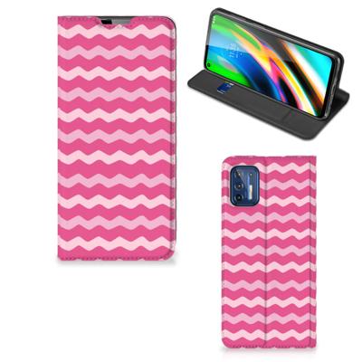 Motorola Moto G9 Plus | Hoesje met Magneet | Waves Pink