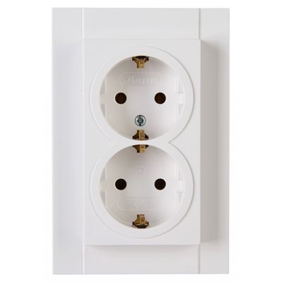 KOPP - Wandcontactdoos - Athenis HK07 - Inbouw - 1-voudig Dubbel Stopcontact - Randaarde - Helder Glans Wit