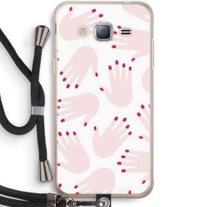 Hands pink: Samsung Galaxy J3 (2016) Transparant Hoesje met koord