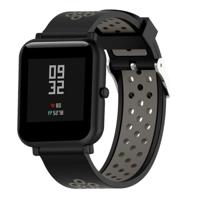 Dubbele kleur silicone sport polsband voor Xiaomi Huami Amazfit bip Lite versie 20mm (zwart grijs)