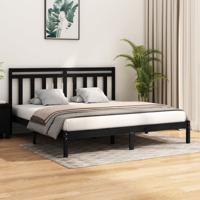 Bedframe massief hout zwart 200x200 cm