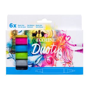 Duotip marker Ecoline basis set 6 kleuren