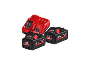 Milwaukee M18 HNRG-552 - M18 HB5 DUO Pack 18V 5.5Ah High Output + Lader M12-18FC