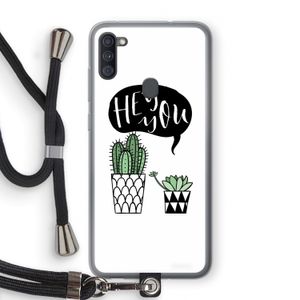 Hey you cactus: Samsung Galaxy A11 Transparant Hoesje met koord