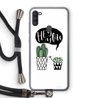 Hey you cactus: Samsung Galaxy A11 Transparant Hoesje met koord