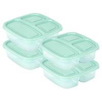 Plasticforte Vershoudbakje - 4x - 3-vaks - 1,2L - meal prep - herbruikbaar - mint groen