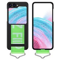 Lunso - Samsung Galaxy Z Flip5 - Hoes met band - Zwart/Groen
