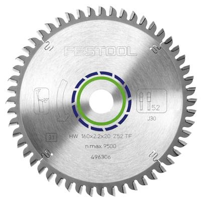 Festool Cirkelzaagblad voor Aluminium | Aluminium/Plastics | Ø 160mm Asgat 20mm 52T - 496306