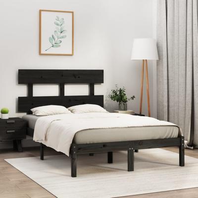 Bedframe massief hout zwart 140x190 cm