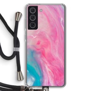 Roze explosie: Samsung Galaxy S21 FE Transparant Hoesje met koord