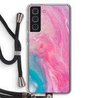 Roze explosie: Samsung Galaxy S21 FE Transparant Hoesje met koord
