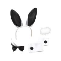 Verkleed set bunny - 5-delig - zwart/wit - verkleed accessoires   -
