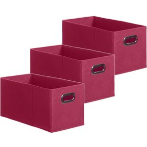 Set van 3x stuks opbergmand/kastmand 7 liter framboos roze linnen 31 x 15 x 15 cm