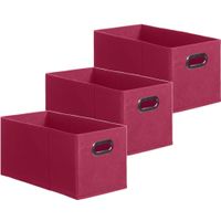 Set van 3x stuks opbergmand/kastmand 7 liter framboos roze linnen 31 x 15 x 15 cm - thumbnail