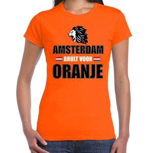 Oranje t-shirt Amsterdam brult voor oranje dames - Holland / Nederland supporter shirt EK/ WK M  -