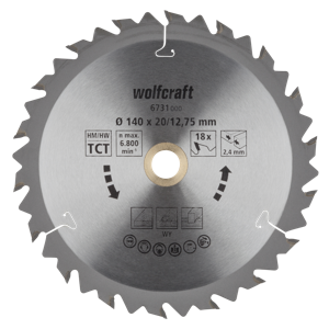 Wolfcraft HM-Cirkelzaagblad | 18 td | Ø140 x 12,75 x 2,4mm | 1 stuk - 6731000