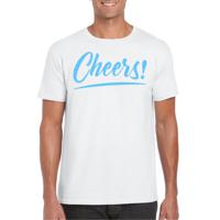 Verkleed T-shirt voor heren - cheers - wit - blauwe glitter - carnaval/themafeest - thumbnail