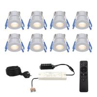 Set van 8 Milano inbouwspots 12V - IP65 waterdicht - 2700K warm wit - 3 Watt 200 lumen - RVS - Verandaverlichting - Dimbaar