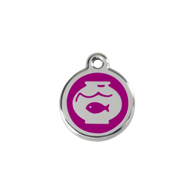 Fish Bowl Purple roestvrijstalen kattenpenning small/klein dia. 2 cm - Reddingo