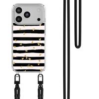 iPhone 17 Pro hoesje met zwart koord - Hart streepjes