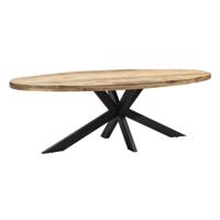 Leen Bakker - Eetkamertafel Trevor Ovaal - Bruin/zwart - 78x240x120 Cm - Hout/Metaal - Zwart#Bruin