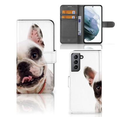 Samsung Galaxy S21 FE | Telefoonhoesje | Met pasjeshouder | Franse Bulldog