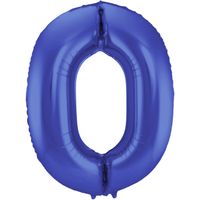 Folie ballon van cijfer 0 in het blauw 86 cm   - - thumbnail