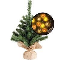 Mini kerstboom - groen - met sport thema verlichting - H45 cm - Kunstkerstboom