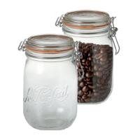 Voorraad/weckpot - 2x - transparant - glas - 14,5 x 8,5 cm - 750 ml - Le Parfait