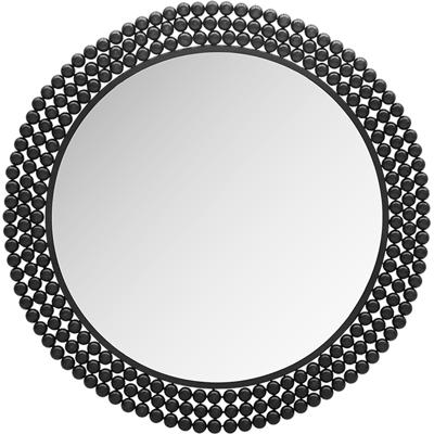 Ronde Zwarte Wandspiegel 76cm - Decoratieve Metaal Spiegel