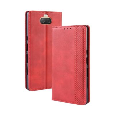 Magnetische Buckle retro textuur horizontale Flip lederen case voor Sony Xperia 10 met houder & kaartsleuven & portemonnee (rood)