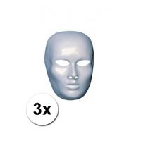 3 witte blanco maskers heren gezicht