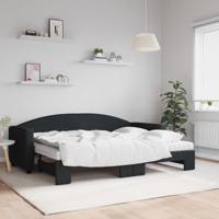 Slaapbank met onderschuifbed en matrassen 80x200 cm stof zwart