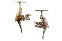 Kapstok WILDLIFE BIRDS 45cm set van 2 hamerslageffect antiek goud - 44881