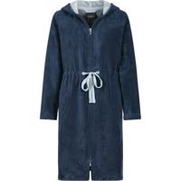 Cawö Cawo Dames Home Badjas met Capuchon en ritssluiting Uni 822 44/46 sea