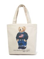 Ralph Lauren Kids Polo Bear-print cotton shoulder bag - Tons neutres